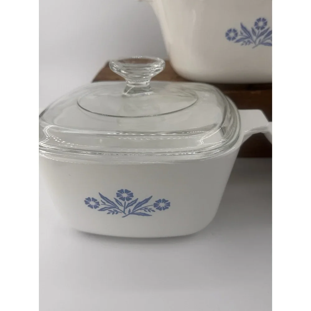 3 VTG Corning Ware‎ Blue Cornflower Casserole Dishes with Lids Bakeware Kitchen